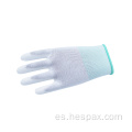 Guantes Hespax Anti-Static White Polyéster con tejido de punto PU